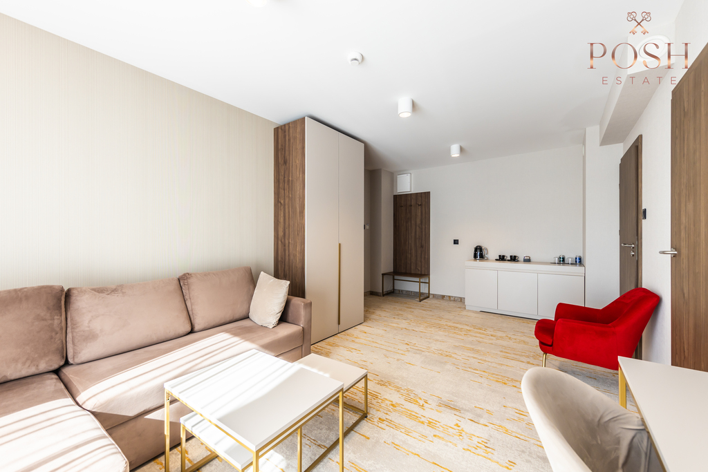 widok na basen | inwestycja | balkon |własna sauna