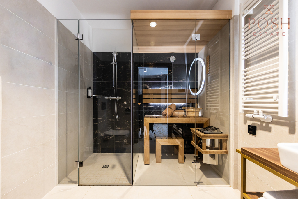widok na basen | inwestycja | balkon |własna sauna